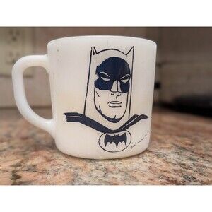 Vintage 1966 Batman Milk Glass Coffee Mug for Comic Lovers Midcentury Modern